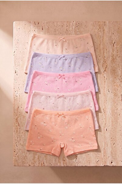 Katia&Bony Kız Çocuk 5 li Paket Fiyonklu Ribanalı Boxer Çok Renkli