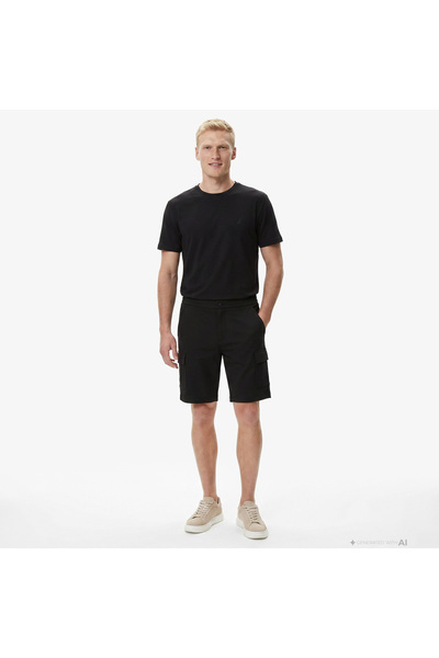 Nautica Erkek Siyah Regular Fit Kargo Şort