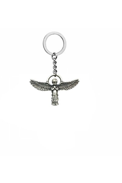 Herşey Nota Unisex Metal Keychain with Children's Angel Figure – Meaningful A...
