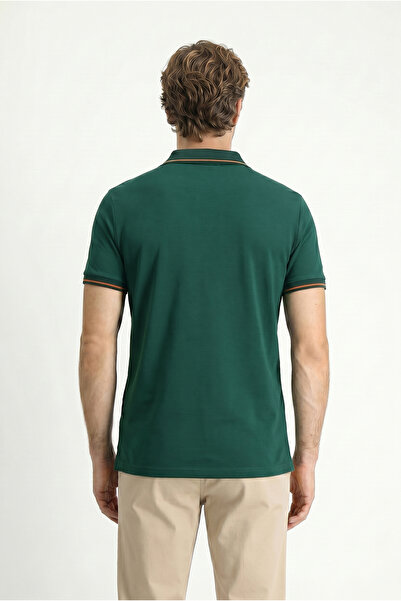 Kiğılı Polo Yaka Slim Fit Yumuşak Dokulu Nakışlı Pamuklu Likralı Esnek Tişört