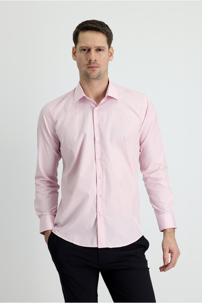 Kiğılı Long Sleeve Slim Fit Slim Fit Plaid Cotton Shirt