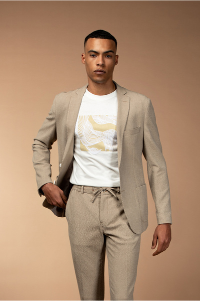 Kiğılı 7 Drop Super Slim Fit Eksra Dar Kesim Gofre Ceket