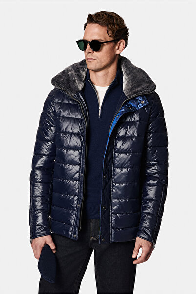 Abdullah Kiğılı High Collar Fur-Trimmed Inflatable Coat with Zipper Pockets