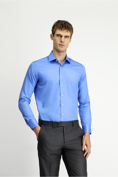 Kiğılı Long Sleeve Slim Fit Cotton Non-Iron Satin Classic Shirt