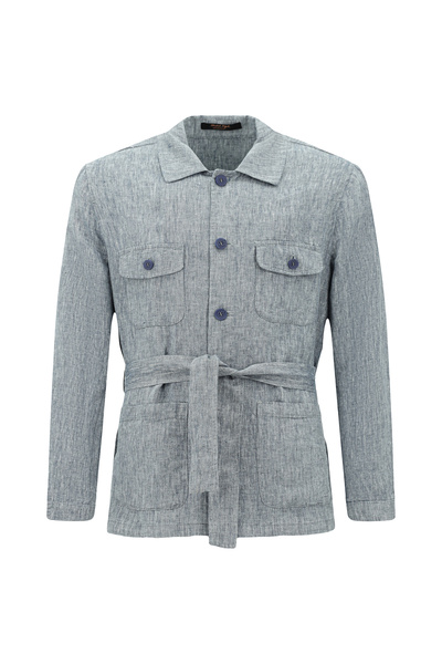 Abdullah Kiğılı 6 Drop Regular Fit Standard Cut Belted Linen Jacket