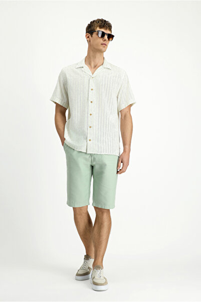 Kiğılı Relaxed Fit Comfortable Cut Cotton Bermuda Shorts with Elastic Waist
