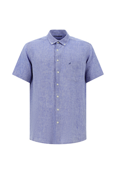Abdullah Kiğılı Short Sleeve Regular Fit Button Collar Linen Shirt