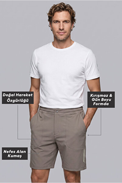 Kiğılı Techno-Line Regular Fit Çıtçıtlı Beli Lastikli Örme Esnek Sweat Şort
