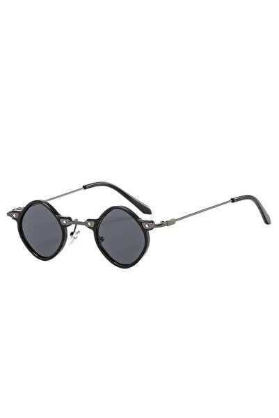 Toz Vintage Glossy Siyah Cam Siyah Yuvarlak Kemik Çerçeve Vintage Retro Güneş...