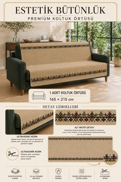 LTS HOME Çok Amaçlı Modern Bohem Kadife Koltuk Örtüsü,Çekyat Örtüsü Piknik Ör...
