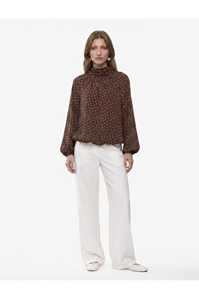 Koton Crepe Fabric Pocketed Straight Wide Leg Palazzo Trousers