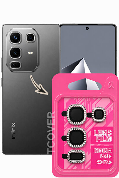 tcover İnfinix Note 50 Pro Uyumlu Premium Taşlı Kamera Lens Koruyucu Şık Tasa...