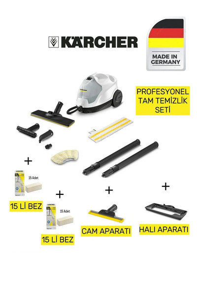 Karcher SC4 EasyFix Prime | Halı Aparatlı, 15 Bezli Temizlik Seti