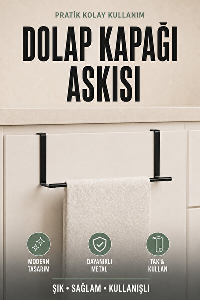 risingmaber Siyah Metal Mutfak Düzenleyici Dolap Kapağı Askısı ve Mutfak Bezi...