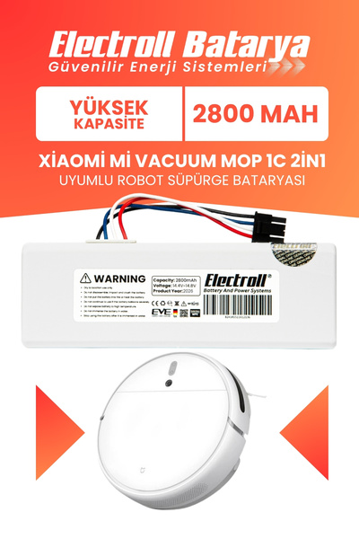 ELECTROLL Xiaomi Mi Vacuum Mop 1c 2in1 Uyumlu Batarya (YÜKSEK KAPASİTE) 2800m...