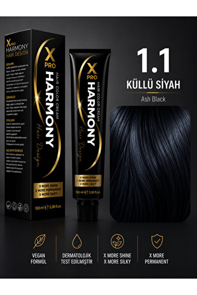 X Pro Harmony Tüp Boya 1.1 Black Blue Mavi Siyah Saç Boyası 60 ml