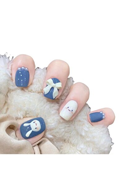Choice4 Z-387 24PCS/Box Bowknot Rabbit Pattern Pearl Short Square Designer Fa...