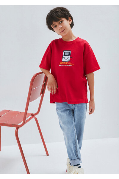 Mavi Bedrucktes rotes T-Shirt in Übergröße / weiter Schnitt 6610416-70478