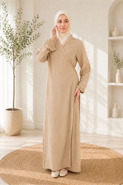 me like home Bej Müslin Ev-Namaz Elbisesi