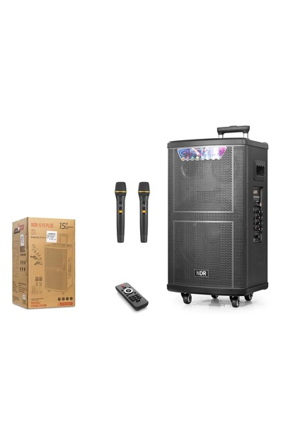 NDR NDR515 Çift Karaoke Mikrofonlu Bluetooth Hoparlör FM Radyo 80W 15 İnç Kum...