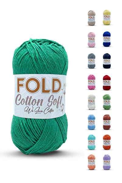 FOLD Cotton Soft - Grass Green 801 Cotton Yarn 100 Grams Knitting Yarn Bag Ya...
