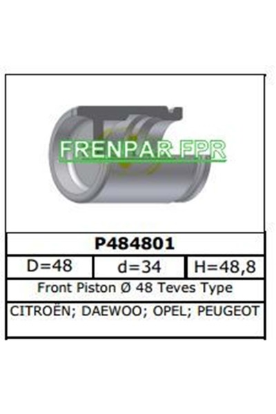 FPR Fren Kaliper Pistonu Kia Pride, Citroen, Daewoo, Opel, Peugeot