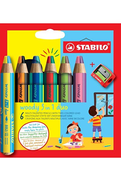 Stabilo Woody 3in1 Duo Kuru Boya 6 Renk Eo8826-2