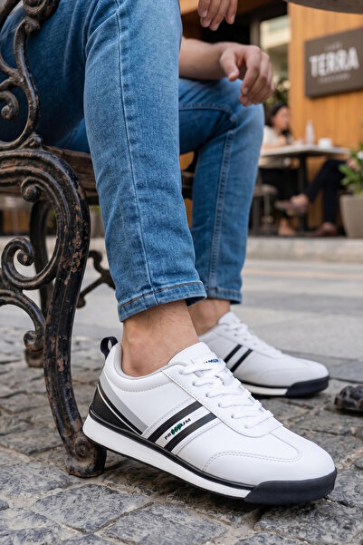 IN-STEP Premium Series White Black Striped Unisex Sneaker – Casual Sports Shoes