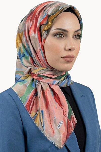 hadiora وشاح نسائي من القطن بنمط تجريدي من فرو المنك