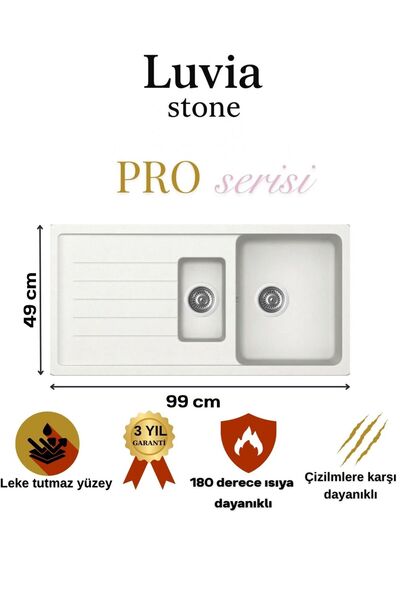 luvia GRANİT EVİYE 100*50 pro beyaz serisi