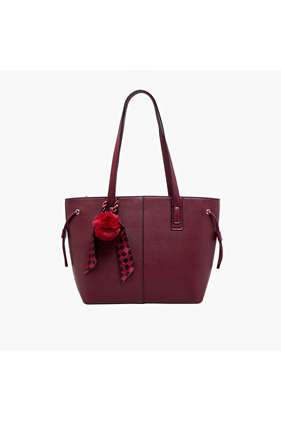 Adore Tom Scarf Detail Tote Bag with Pom-Pom Charm