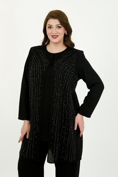 By Alba Collection Women's Black Sparkling Stone Embellished Elegant Double P...
