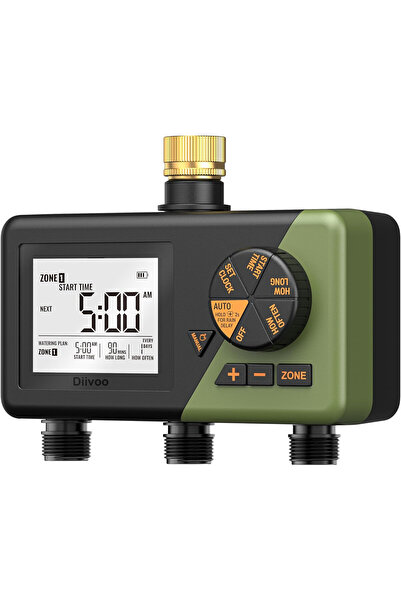 Diivoo Ελεγκτής άρδευσης με 3 εξόδους, αυτόματος και χειροκίνητος χρονοδιακόπ...