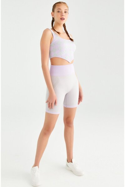 COMEUP Σορτς ποδηλασίας χωρίς ραφές σε λιλά πράσινο