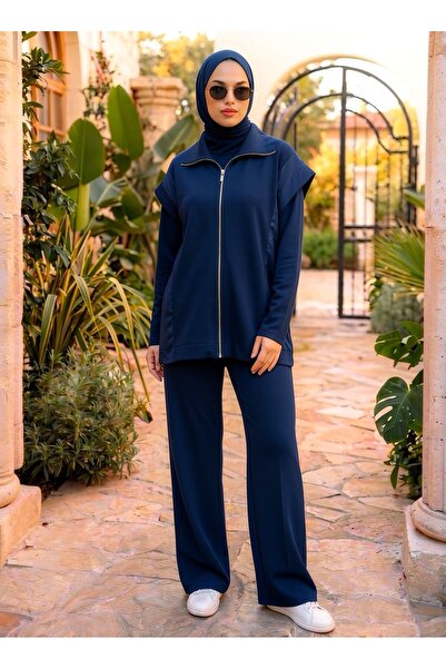 MEİLİN Dark Blue Vest and Pants Suit