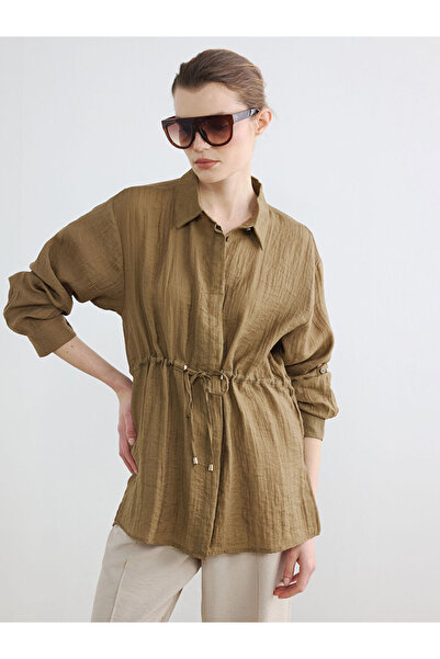 LC Waikiki Green Textured Gathered Women's Shirt Tunic