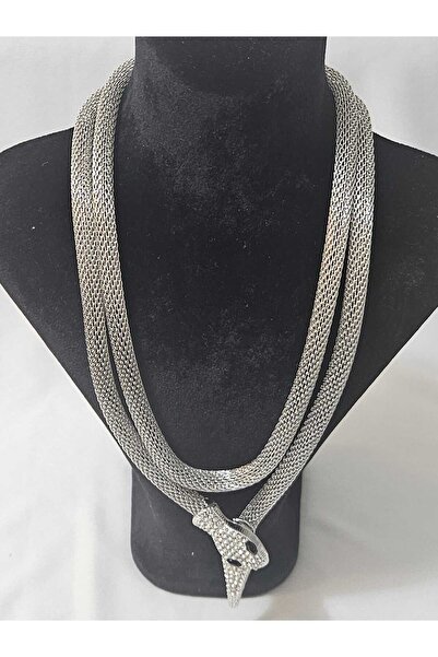 Symrna Steel Zircon Stone Snake Necklace