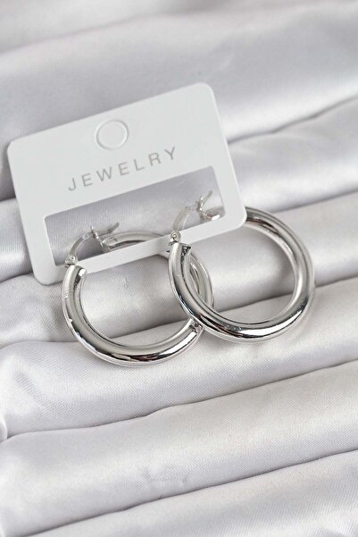 Inure Jewelry Silver Color Brass Hoop 30 mm Women's Earrings