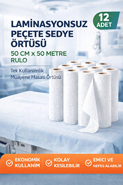 Bezos Laminasyonsuz Peçete Sedye Örtüsü 50 cm x 50 Metre Rulo Tek Kullanımlık...