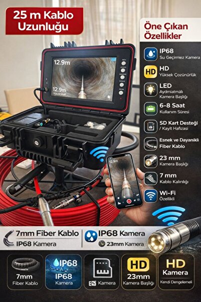 Kanal (Boru) gözlem kamerası 512 hz sinyal vericili