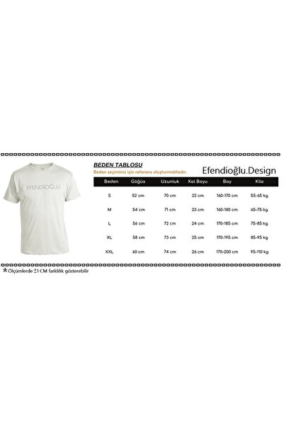 Efendioğlu Design Short-Sleeved Large Dbukres Printed Cotton Men's T-Shirt