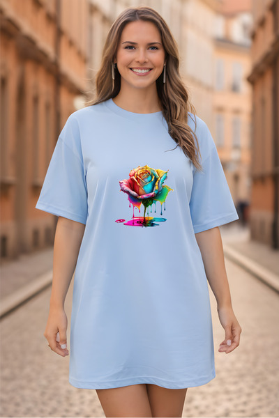 HOFFNUNG Γυναικείο κοντομάνικο μπλουζάκι με λαιμόκοψη Φόρεμα νυχτικό