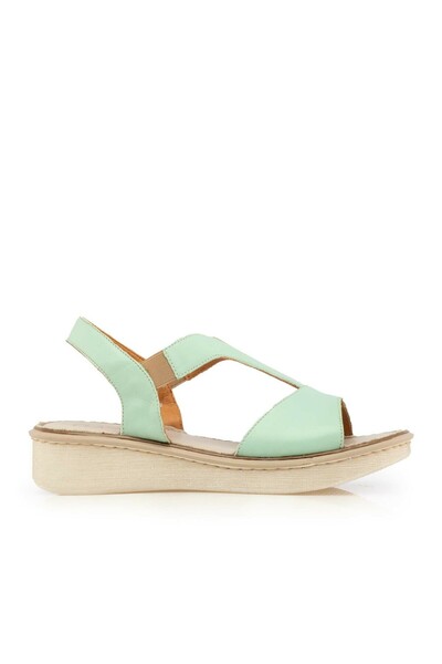 UrbanShoes Sandale cu talpă joasă damă din piele naturală, Leofex - 495 Verde...