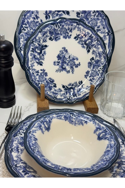 ALTINTOP 24 PARÇA 6 KİŞİLİK PORSELEN YEMEK TAKIMI Velour Navy Porser