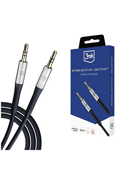 3MK - Audio Cable - 2x mini Jack 3.5mm, Aluminum + Silicone, 1m - Black, cone...