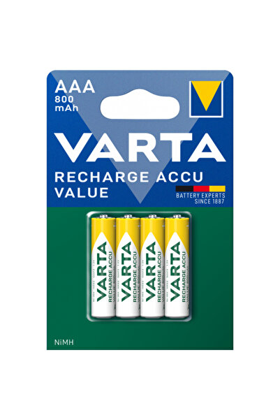 Varta Επαγγελματική Επαναφορτιζόμενη Μπαταρία, AAA/ LR3, 800mAh, Σετ 4 τεμαχί...