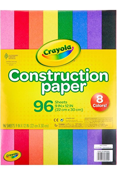 Crayola ورق بناء، 96 ورقة بألوان متنوعة، مقاس 9 بوصة × 12 بوصة