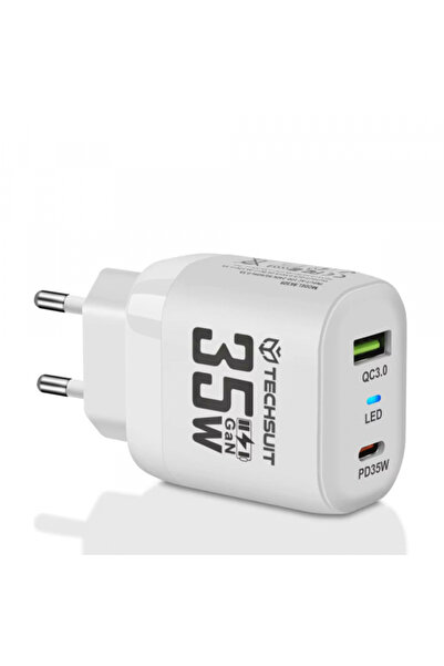 Techsuit Incarcator Retea CHPD174, 35W, 3A, 1 x USB-A - 1 x USB-C, Alb
