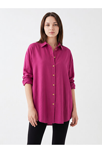 Suem Butik Mürdüm Viskon Oversize Tunik Gömlek