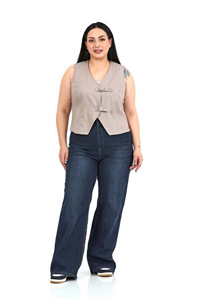 DISENTIS MODEST Γιλέκο από βαμβακερή γαμπαρντίνα σε χρώμα πέτρας με αγκράφα σ...